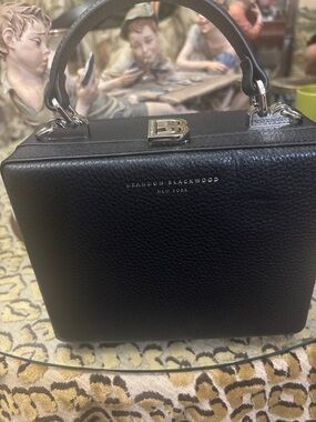 Brandon Blackwood Black Pebbled Leather Mini Top-Handle Bag